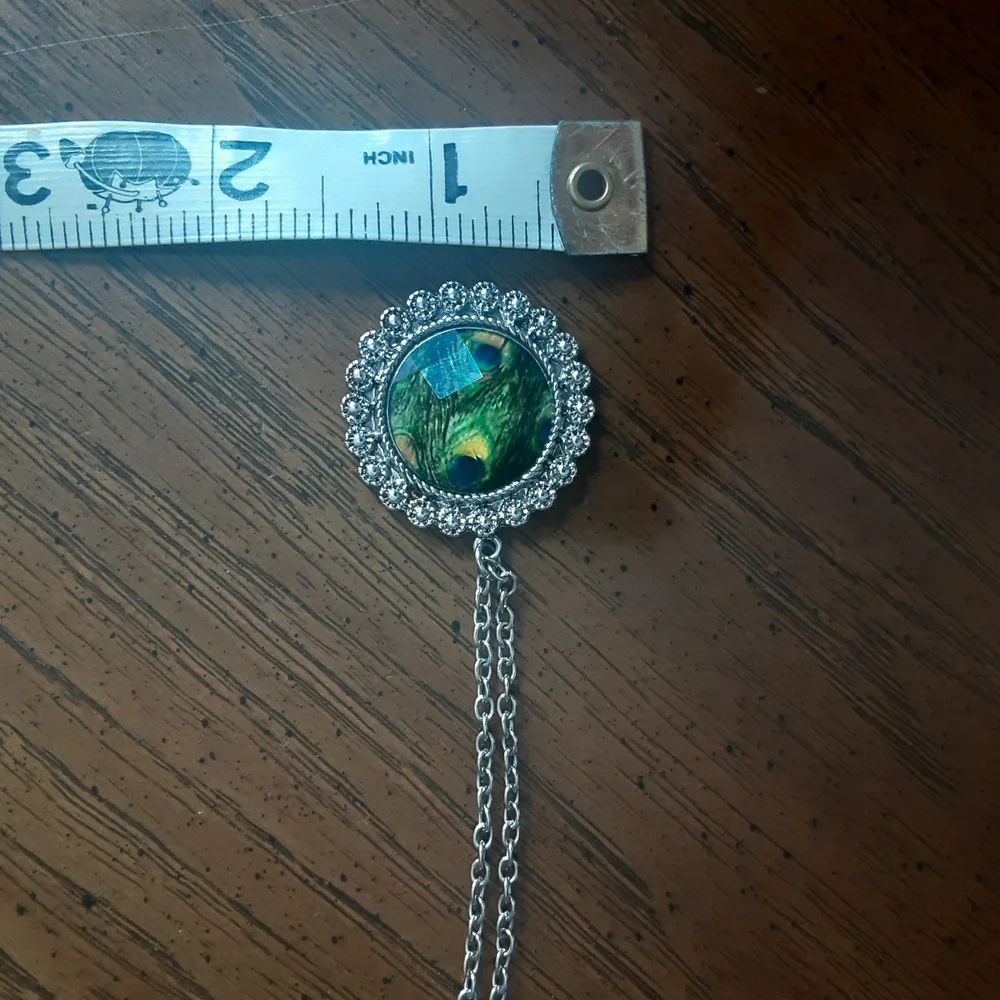 Peacock Feather Pendant Necklace - Picture 5 of 6
